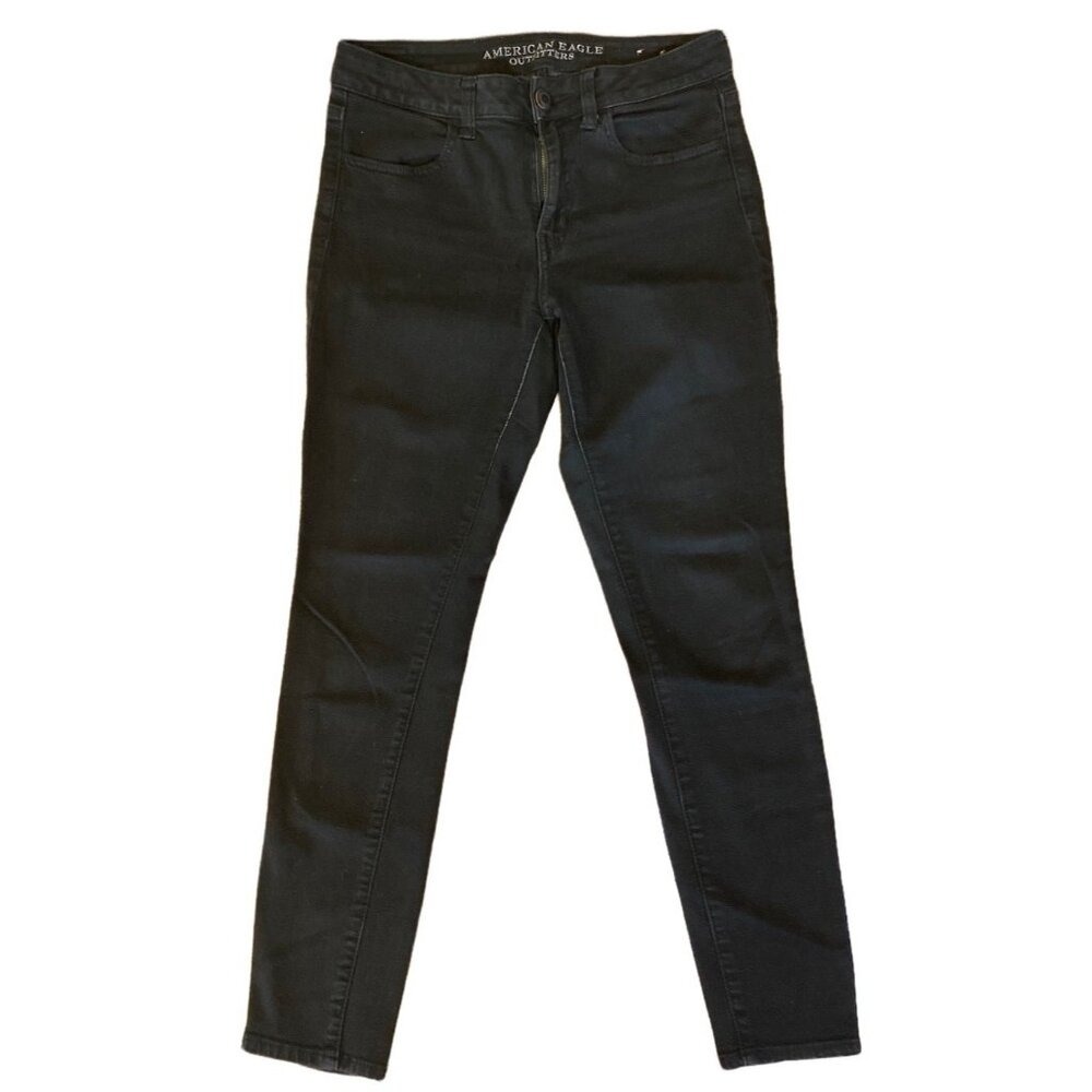 American Eagle Outfitters Womens Black Skinny Jeans Size 6 Short/Court Cotton Bl